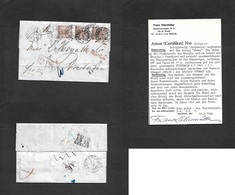 Sweden. 1861 (2 Sept) Stockholm - Amsterdam, Netherlands (6 Sept) EL Full Text Fkd 30 Ore Brown Vertical Strip Of Three, - Sonstige & Ohne Zuordnung