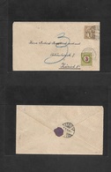 Switzerland. 1898 (6 Oct) Zurich - Zurich1. Local Fkd Env 2c Brown + Taxed 3c Swiss P. Due Red / Yellow Green, Tied Subo - Other & Unclassified