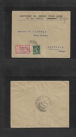 Syria. 1921 (29 July) Halep - Switzerland, Lausanne. Censor Cachet Reverse Multifkd Env, Bilingual Cachet. OMF Ovptd Val - Syrie