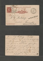 Tunisia. 1879 (8 Aug) ITALIAN Post Office. Tunis - Terest (13 Aug) Italy 10c Brown Stat Card, With "voi Postali Italiane - Tunesien (1956-...)