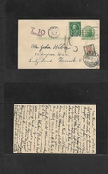 Usa - Stationery. 1927 (27 Apr) Boston - Switzerland, Zurich (9 May) 1c Green Stat Card + Adtl, Rolling Cachet + 15c Pd  - Other & Unclassified