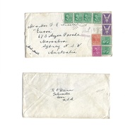 Usa - Prexies. 1944 (July) Yalesville, CT - Australia, Sydney, NSW "Held For Postage + Added" Multifkd Envelope Initiall - Other & Unclassified