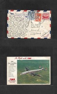 Usa Airmails. 1953 (May 17) NYC - Switzerland, Zurich (20 May) TWA Fkd Airmail Card, Taxed + Aux Mark + Arrival (x2) Swi - Other & Unclassified