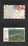 Usa Airmails. 1953 (May 17) NYC - Switzerland, Zurich (20 May) TWA Fkd Airmail Card, Taxed + Aux Mark + Arrival (x2) Swi - Altri & Non Classificati