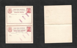 Venezuela. C. 1893. 10c Vermilion Doble Mint Stationary Card SPECIMEN (red Overprinted) Scarce. - Venezuela