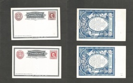 Venezuela. 1911. 2 Mint Stationary Cards, Diff Colors Illustrated, 10c Red And Brown. Fine Pair. - Venezuela