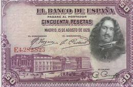 ESPAÑA , BILLETE DE 50 PESETAS 15/8/1928  EBC - 50 Pesetas