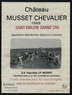 Etiquette De Vin // Bordeaux, Saint-Emilion 1989, Musset Chevalier - Pferde