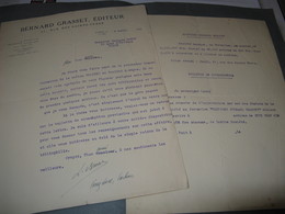 LETTRE SIGNEE DE LOUIS BRUN 1930 DIRECTEUR ADMINISTRATEUR EDITIONS GRASSET ACTIONS Au FONDEUR GEORGES GONOT - Handtekening