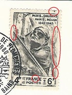 2 TIMBRE + UNE ENVELOPPE 1944 N° 618 PARIS - ORLÉANS PARIS - ROUEN  OBLITÉRÉ DEUX CACHET DIFFÉRENT 11.00 € - Cartas & Documentos