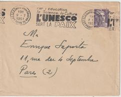 Lettre 1951 De Paris Unesco Pour Paris Oblit. RBV Unesco Conf.Générale - 1921-1960: Periodo Moderno