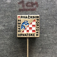 Badge Pin ZN008643 - Wrestling Yugoslavia Croatia Hrvatska Federation Association Union - Wrestling