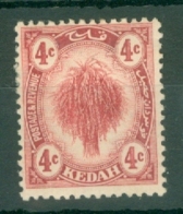 Malaya - Kedah: 1919/21   Sheaf Of Rice     SG21    4c   Red   [single Plate Printing]   MH - Kedah