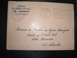 LETTRE OBL.MEC.25-1 1972 49 SAUMUR M. ET L. (MAINE ET LOIRE) TRIBUNAL DE GRANDE INSTANCE - Autres & Non Classés