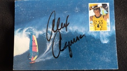 CPSM TEAM TIGA ALEX AGUERA USA 2 EME CLASSEMENT  WORD CUP 1985 PLANCHE A VOILE DEDICACE SIGNATURE - Sailing