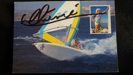 CPSM TEAM TIGA ERIK THIEME FRANCE CHAMPION DU MONDE JUNIOR 1985 PLANCHE A VOILE DEDICACE SIGNATURE - Segeln