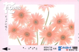 FLEUR - FLOWER - Carte Prépayée Japon - Fleurs