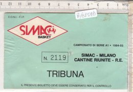 PO8254D# BIGLIETTO CAMPIONATO SERIE A1 1984-85 SIMAC-MILANO - PALLACANESTRO BASKET - Other & Unclassified