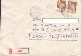 FOLKLORE ART, POTTERY, WOOD CARVINGS, STAMPS ON REGISTERED COVER, 1990, ROMANIA - Covers & Documents