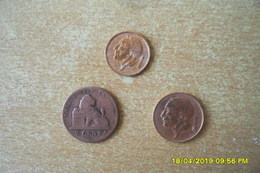 Lot De 3 Monnaies De Belgique=2 Centimes 1864 TB./50 Ctmes 1953 Et 20 Ctmes 1954 En TTB+(Plus Belle Que Photos) - 2 Cents