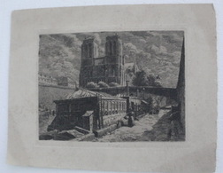 Gravure NOTRE DAME Et Les Bateaux Lavoirs Sur La Seine - Estampes & Gravures