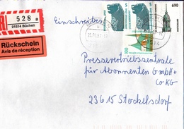 ! 1 Einschreiben Rückschein 1997, R-Zettel Aus Büchen, 21514, Herzogtum Lauenburg, Schleswig-Holstein - R- & V- Labels