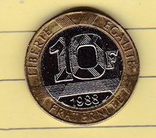 PL 7) 2 > Monnaies & Billets > Monnaies > France > "10 Francs Bastille" 1988 >coin Tourné - Varianten En Curiosa