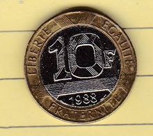 PL 7) 2 > Monnaies & Billets > Monnaies > France > "10 Francs Bastille" 1988 >coin Tourné - Varietà E Curiosità