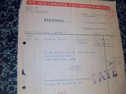 Facture Pays Bas ZUID LIMBURG KLEIVERKOOPKANTOOR Annèe 1957à NUth - Netherlands