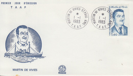 Enveloppe   FDC   1er  Jour   T.A.A.F    Martin  DE  VIVIES   1983 - FDC