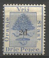 SOUTH AFRICA / ORANGE STATE.1888. 2d ON 3d ULTRAMARINE. MOUNTED MINT. - Oranje-Freistaat (1868-1909)