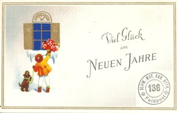 Feldpost AK  "Viel Glück Im Neuen Jahre"  (Schw.Mot.Kan.Bttr. 136)          Ca. 1940 - Annullamenti