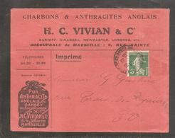 Envel   Charbons Anthracites Anglais   5c   Semeuse - Cartas & Documentos