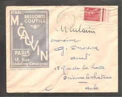 Envel    Ressorts   Oblit  PARIS  1941   30c  Mercure  Bas De Feuille - Storia Postale