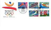 1992   Olympics  Gymnastics, Track And Field, Diving, Cycling, Swimming   Sc 1414-8  Strip Of 5 From Booklet - 1991-2000