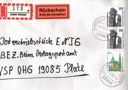 ! 2 Einschreiben 1993-1997 , Mit  R-Zettel  Aus  23966 Wismar , Mecklenburg - R- & V- Vignette