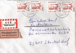 ! 1 Einschreiben 1997 , Mit R-Zettel  Aus 24805 Hamdorf Schleswig-Holstein, Dauerserie Frauen - R- & V- Labels