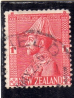 NEW ZEALAND NUOVA ZELANDA 1926 KING GEORGE V IN FIELD MARSHAL UNIFORM ONE PENNY 1p USATO USED OBLITERE' - Used Stamps