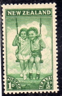 NEW ZEALAND NUOVA ZELANDA 1942 CHILDREN IN SWING HEALTH 1p + 1/2p  MNH - Unused Stamps