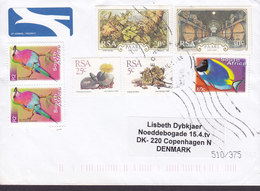 South Africa BY AIR MAIL / PRIORITY 2001? Cover Brief COPENHAGEN Denmark Grapes Fish Fische Poisson Bird Vogel Oiseau - Covers & Documents