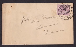 Australia - Victoria: Cover Melbourne To Tasmania, 1906, 1 Stamp, Queen (damaged, See Scan) - Briefe U. Dokumente