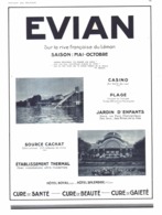 PUB   " EVIAN "   1934  ( 3 ) - Alpes - Pays-de-Savoie