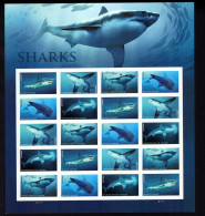 487170890  2017 SCOTT PANE 5223 - 5227 (XX) POSTFRIS MINT NEVER HINGED - FAUNA - PANE SHARKS - Unused Stamps