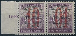 ** * Nyugat-Magyarország VI. 1921 Arató 10K/15f Pár, Az Egyik Bélyegen Felcserélődött Az értékszám '01', A Tévnyomat Pos - Otros & Sin Clasificación