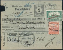 1919 Postautalvány Magyar Posta és Magyar Tanácsköztársaság Bélyegekkel Bérmentesítve - Altri & Non Classificati