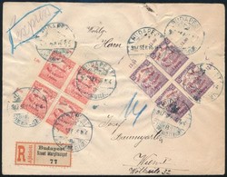 1917 Margitsziget ívsarki Négyestömb Sor Alkalmi Bélyegzésű Expressz Ajánlott Levélen Bécsbe - Sonstige & Ohne Zuordnung