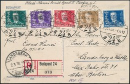 1930 Kormányzói évforduló Sor Ajánlott Képeslapon Németországba - Altri & Non Classificati