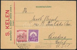 1926 Bélyegkereskedői árjegyzék Nyomtatvány 300K + 4f Vegyes Bérmentesítéssel Pasadenaba - Altri & Non Classificati