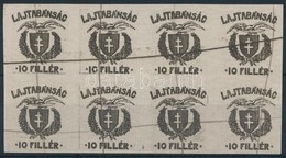 (*) Nyugat-Magyarország (VII.) 1921 Fogazatlan Próbanyomat 10f Nyolcastömb / 10f Imperforate Proof Block Of 8 - Altri & Non Classificati