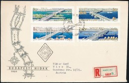 1964 Budapest Hídjai Vágott Sor 2 Db Ajánlott FDC-n Bécsbe (15.000) - Sonstige & Ohne Zuordnung